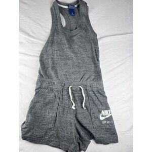 Nike Racerback Romper Womens S Gray Excellent Heathered Drawstring Sporty